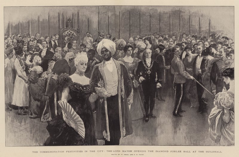 Les festivités commémoratives dans la ville, le Lord Maire ouvrant le bal du jubilé de diamant à Guildhall - William Small