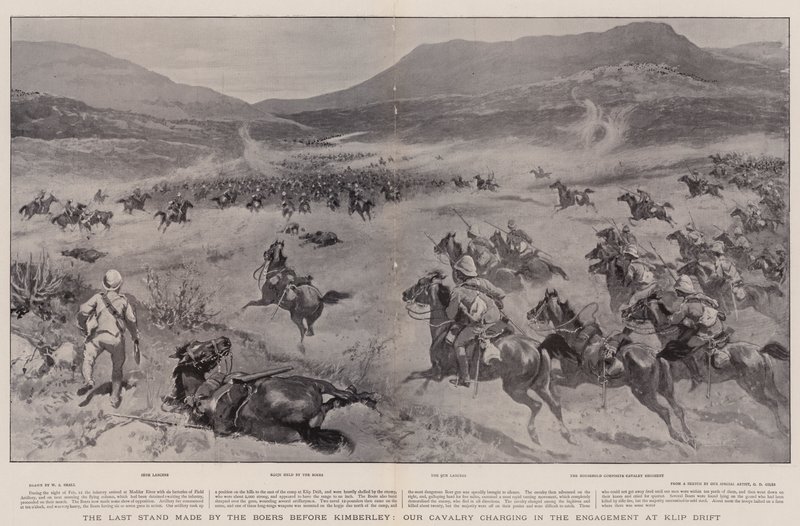 La dernière résistance des Boers avant Kimberley, notre cavalerie chargeant lors de l