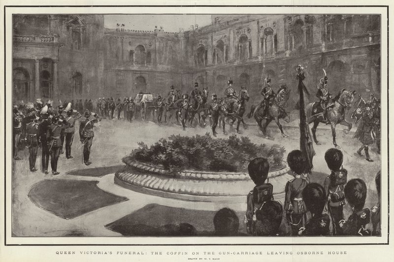 Funérailles de la reine Victoria, le cercueil sur le chariot à canon quittant Osborne House - William T. Maud