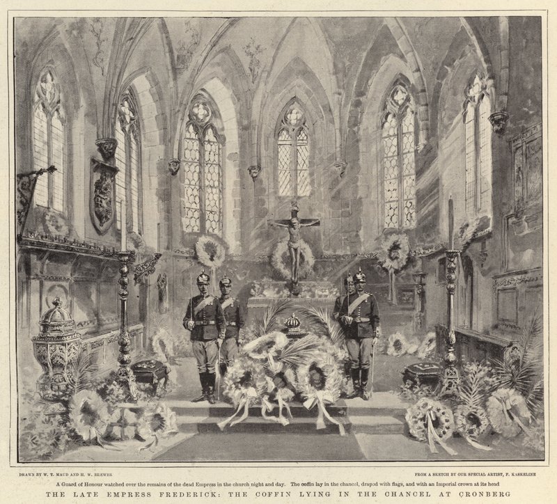 La défunte impératrice Frédéric, le cercueil reposant dans le chœur à Cronberg - William T. Maud