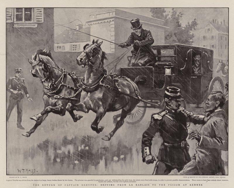 Le retour du capitaine Dreyfus, conduisant de La Rablais à la prison de Rennes - William T. Maud