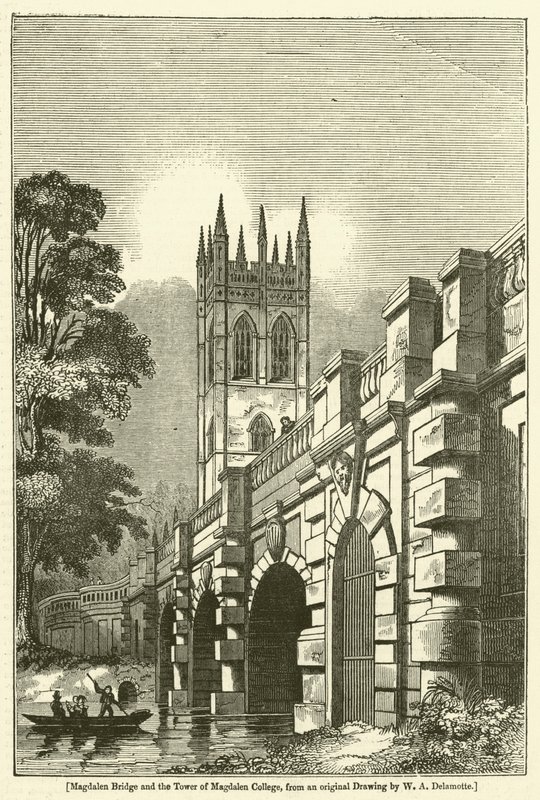 Pont de Magdalen et la tour du collège de Magdalen - William Alfred Delamotte