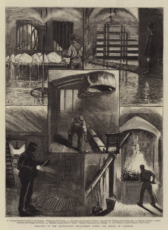Croquis dans le Département de Ventilation sous la Chambre des Communes - William Bazett Murray