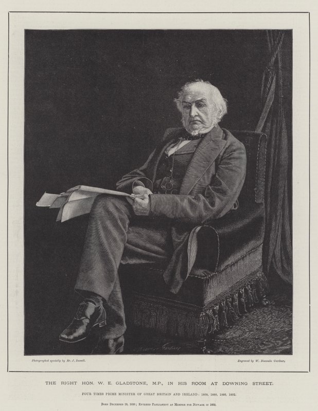 Le Très Honorable W E Gladstone, MP, dans sa chambre à Downing Street - William Biscombe Gardner