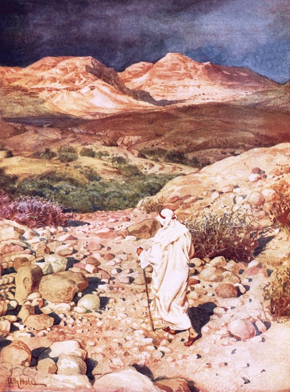 Jésus conduit dans le désert pour être tenté par le diable - William Brassey Hole