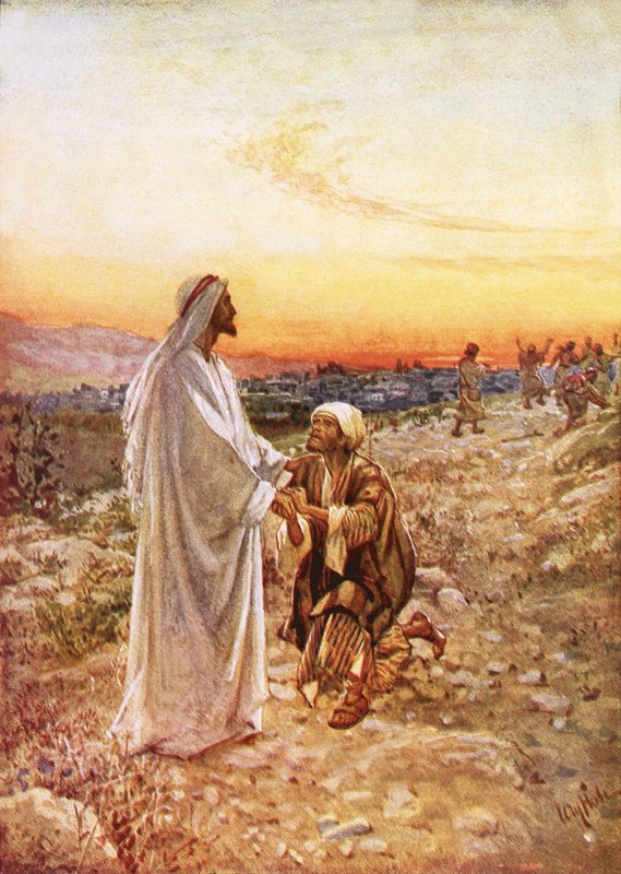 Jésus avec le lépreux qui est revenu pour remercier - William Brassey Hole