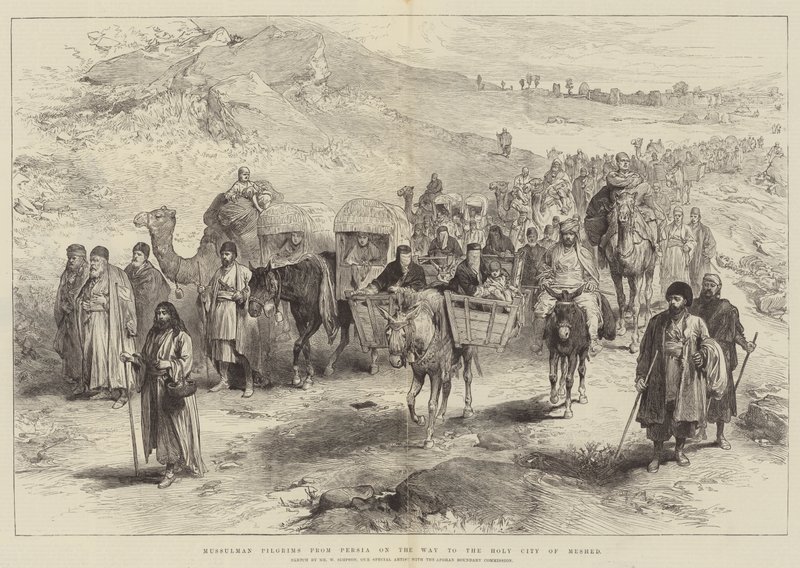 Pèlerins musulmans de Perse en route vers la ville sainte de Meshed - William Crimea Simpson