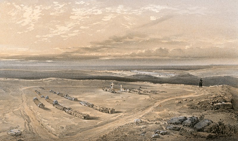 Les tombes dans le fort sur la colline de Cathcart, des officiers de la 4e Division tombés à Inkermann - William Crimea Simpson