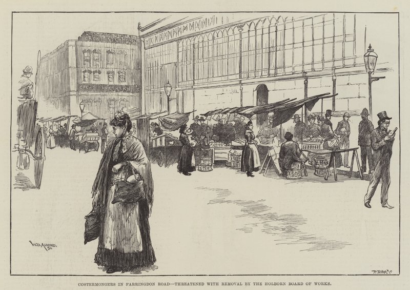 Marchands ambulants sur Farringdon Road, menacés de déplacement par le conseil de Holborn - William Douglas Almond