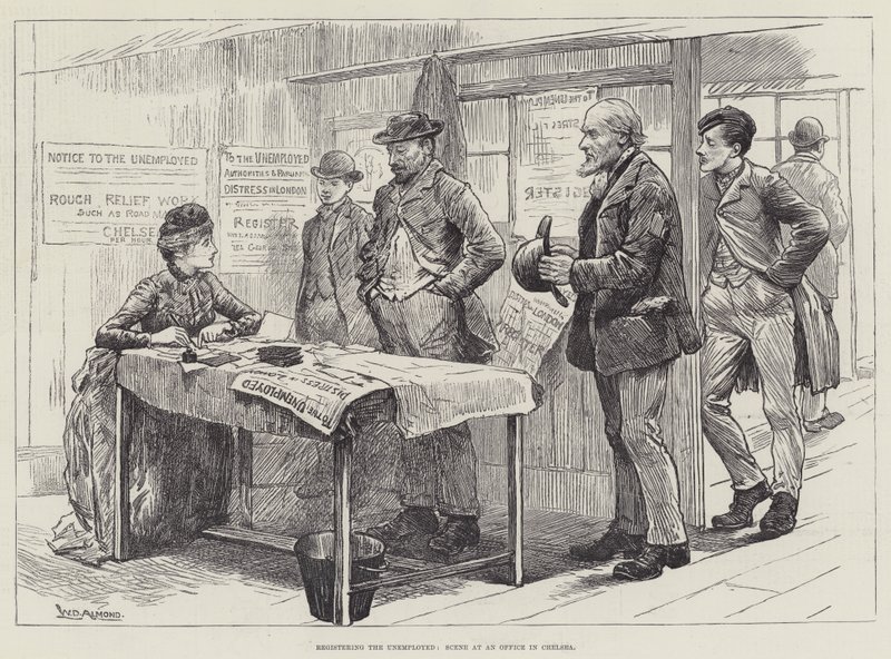 Enregistrement des chômeurs, scène dans un bureau à Chelsea - William Douglas Almond