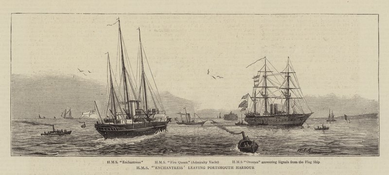 HMS Enchantress quittant le port de Portsmouth - William Edward Atkins