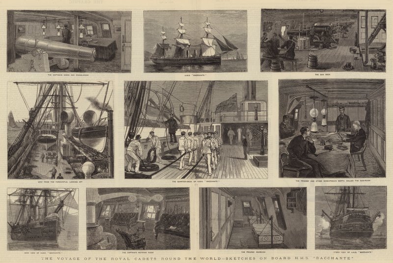 Le Voyage des Cadets Royaux autour du Monde, Croquis à bord du HMS Bacchante - William Edward Atkins