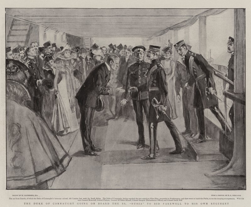 Le Duc de Connaught embarquant à bord du SS Nubia pour dire adieu à son propre régiment - William Hatherell