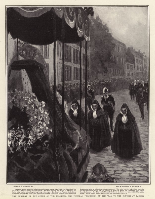Les Funérailles de la Reine des Belges, le Cortège Funèbre en Route vers l