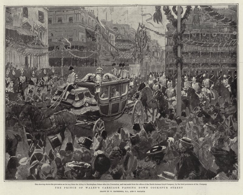 Le Carrosse du Prince de Galles passant par Cockspur Street - William Hatherell