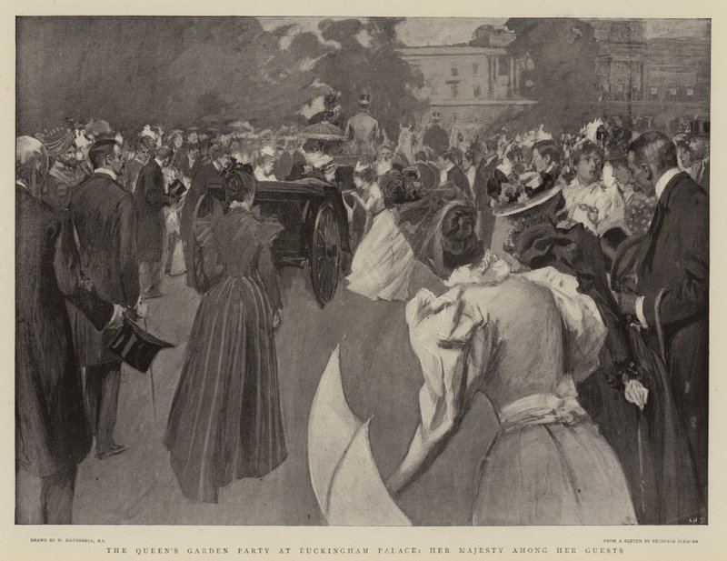La Garden Party de la Reine au Palais de Buckingham, Sa Majesté parmi ses Invités - William Hatherell