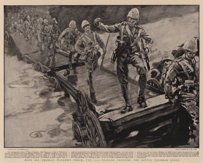 Avec la force de Sir Charles Warren, la 11e brigade traversant la petite rivière Bushman - William Hatherell