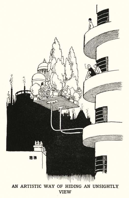Une manière artistique de cacher une vue inesthétique - William Heath Robinson