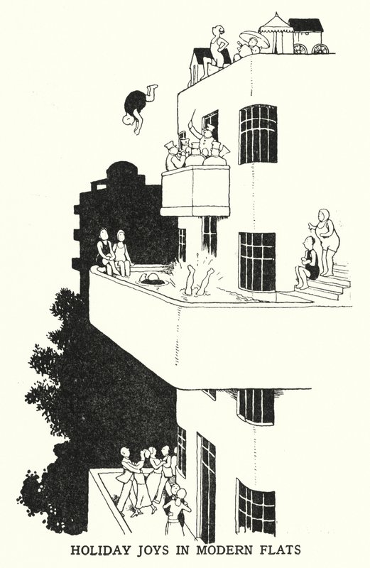 Les joies des vacances dans des appartements modernes - William Heath Robinson