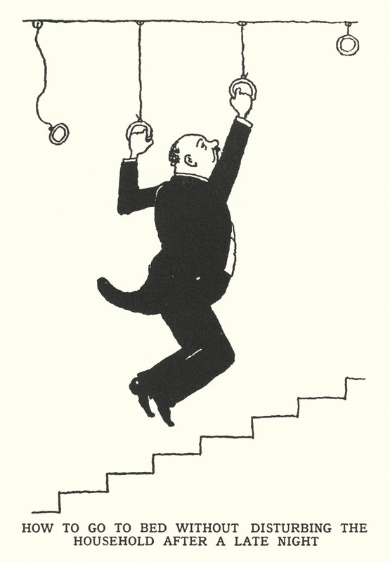 Comment se coucher sans déranger la maison après une nuit tardive (lithographie) - William Heath Robinson