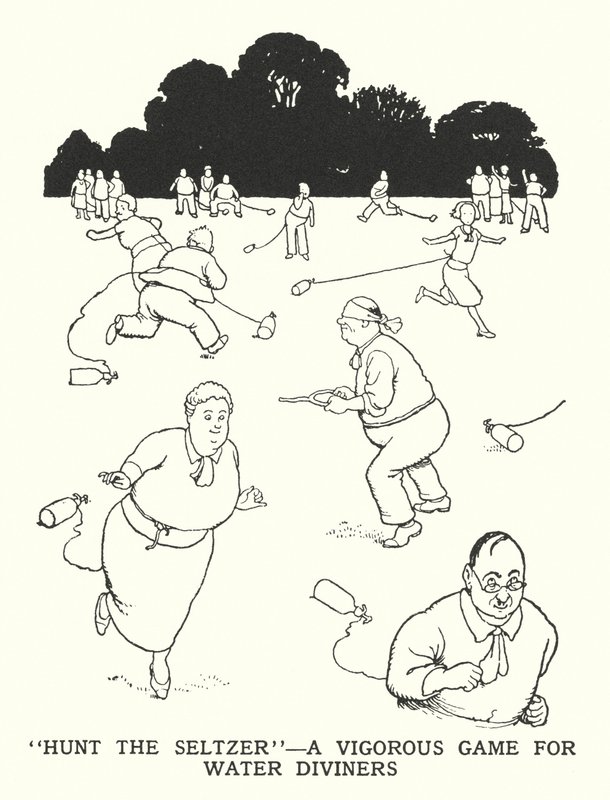 "Chasse au Seltzer", un jeu vigoureux pour les sourciers (lithographie) - William Heath Robinson