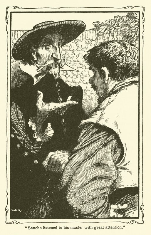 Illustration pour Don Quichotte (lithographie) - William Heath Robinson