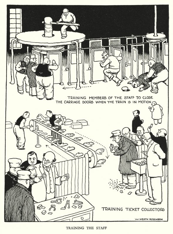 Illustration pour Railway Ribaldry par W Heath Robinson - William Heath Robinson