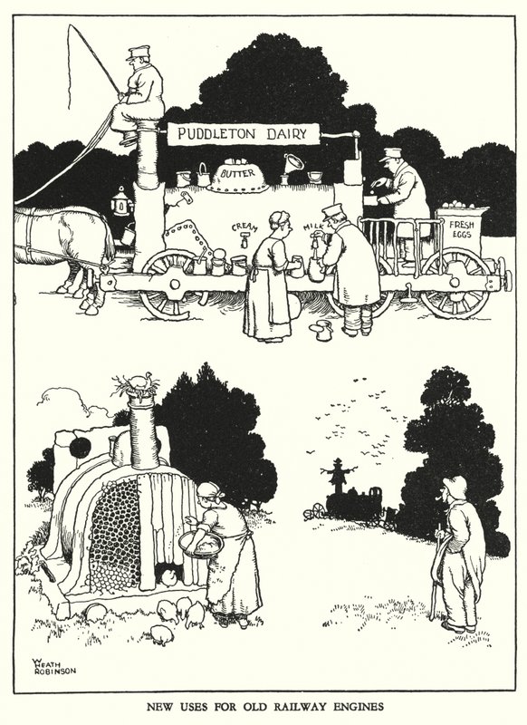 Illustration pour Railway Ribaldry par W Heath Robinson - William Heath Robinson