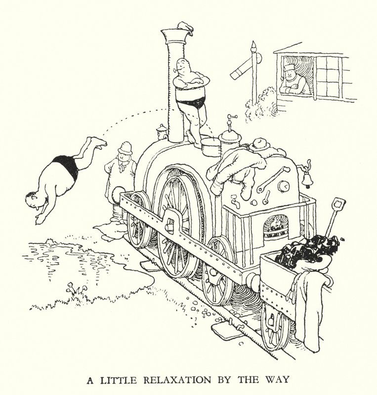 Illustration pour Railway Ribaldry par W Heath Robinson - William Heath Robinson