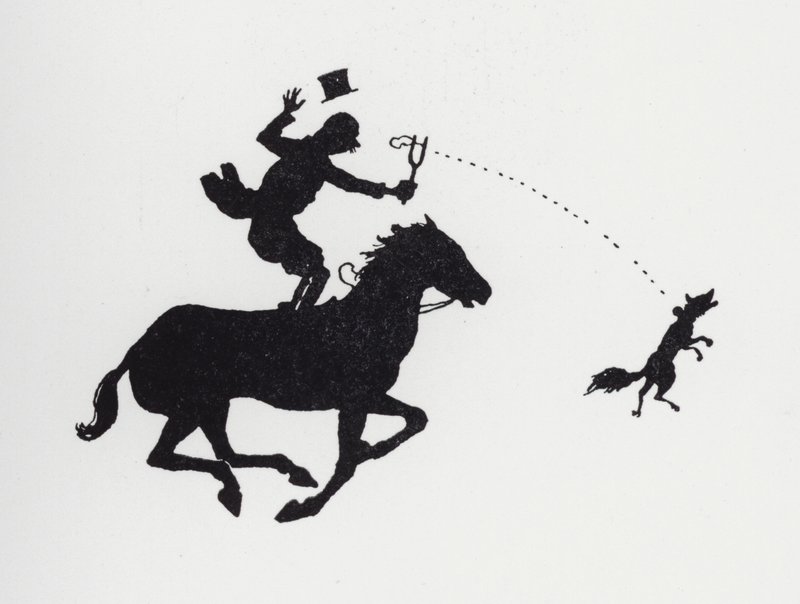 Homme à cheval catapultant un renard - William Heath Robinson