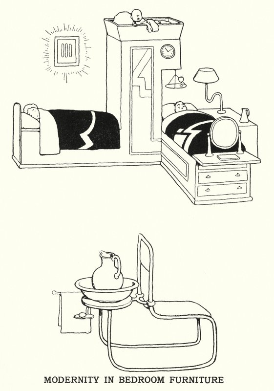 Modernité dans les meubles de chambre - William Heath Robinson