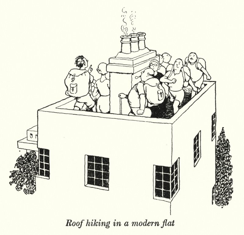 Randonnée sur le toit dans un appartement moderne - William Heath Robinson