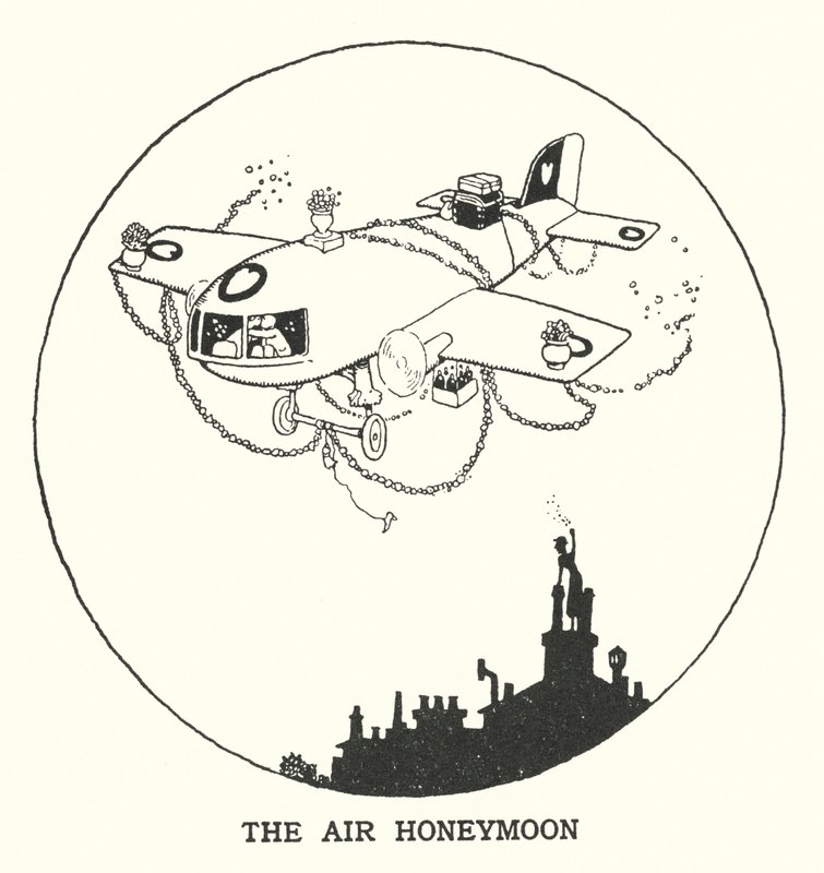 La Lune de Miel Aérienne (lithographie) - William Heath Robinson
