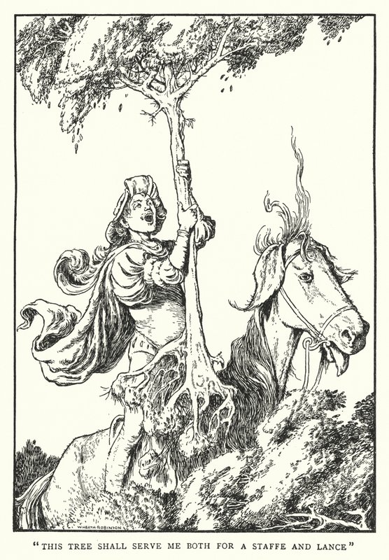 "Cet arbre me servira à la fois de bâton et de lance" - William Heath Robinson