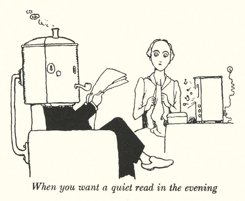 Quand vous voulez lire tranquillement le soir (lithographie) - William Heath Robinson