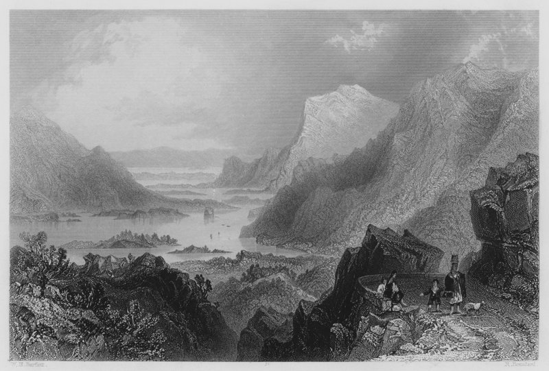 Approche de Killarney depuis la route de Kenmare (gravure) - William Henry (after) Bartlett