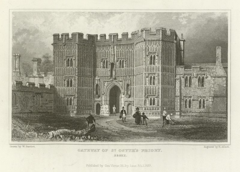 Porte du prieuré de St Osyth, Essex - William Henry Bartlett