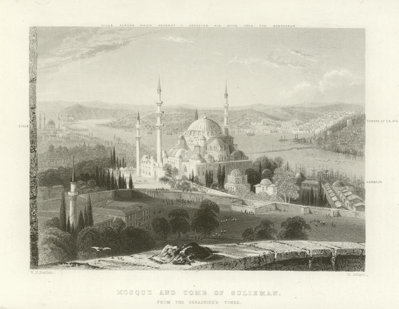 Mosquée et tombeau de Soliman, Constantinople - William Henry Bartlett