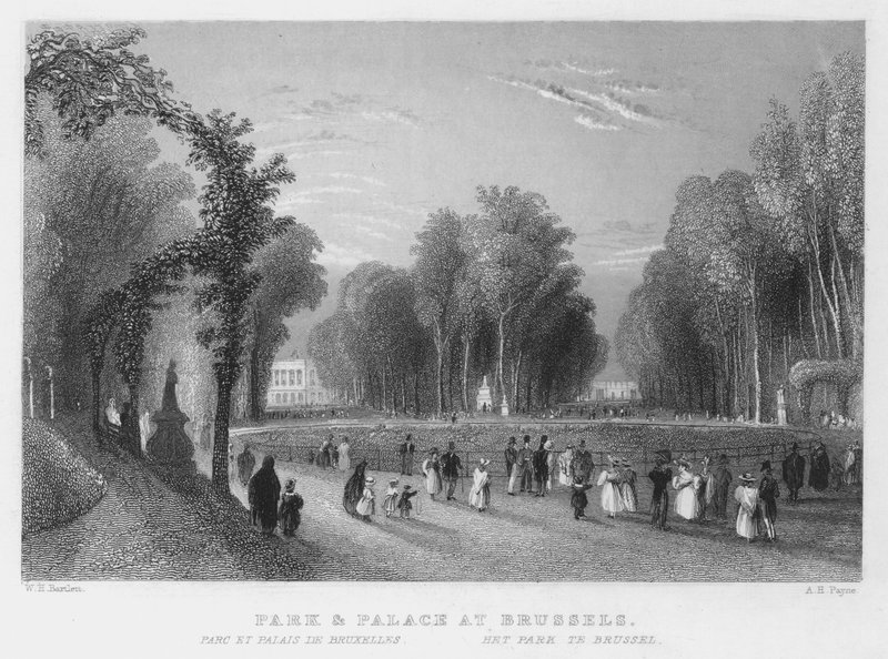 Parc et Palais à Bruxelles - William Henry Bartlett