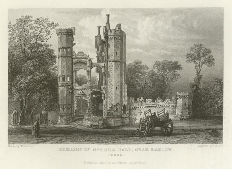 Vestiges de Nether Hall, près de Harlow, Essex - William Henry Bartlett