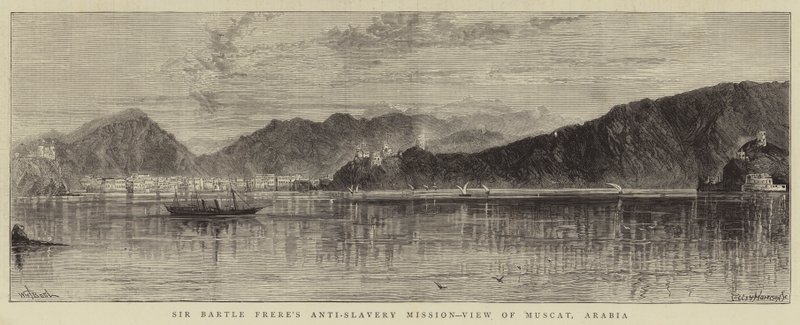 Mission anti-esclavagiste de Sir Bartle Frere, vue de Mascate, Arabie - William Henry James Boot