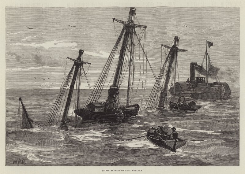 Plongeurs au Travail sur le HMS Eurydice - William Heysham Overend