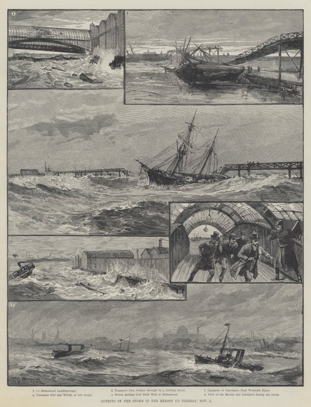 Effets de la tempête sur la Mersey le mardi 1er novembre - William Heysham Overend