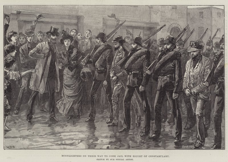 Moonlighters en route vers la prison de Cork avec escorte de la police - William Heysham Overend