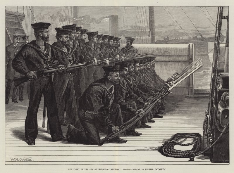 Notre flotte en mer de Marmara, exercice de tir, préparez-vous à recevoir la cavalerie! - William Heysham Overend