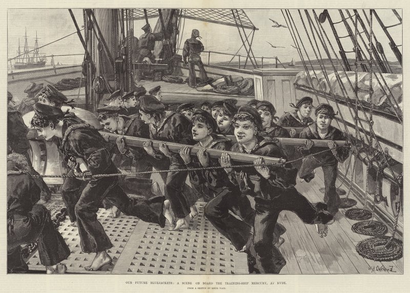 Nos futurs marins, une scène à bord du navire-école Mercury, à Ryde - William Heysham Overend
