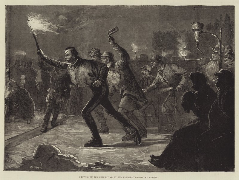 Patinage sur la Serpentine à la lumière des torches, Suivez mon chef - William Heysham Overend