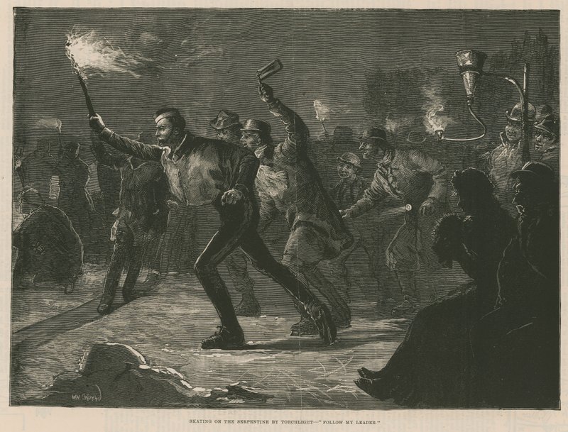 Patinage sur la Serpentine à la lumière des torches - William Heysham Overend