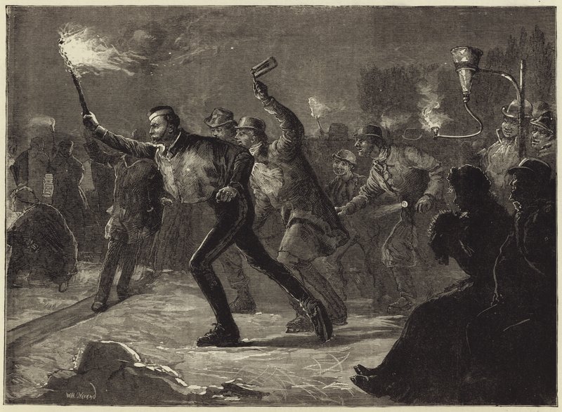 Patinage sur la Serpentine à la lumière des torches (gravure) - William Heysham Overend