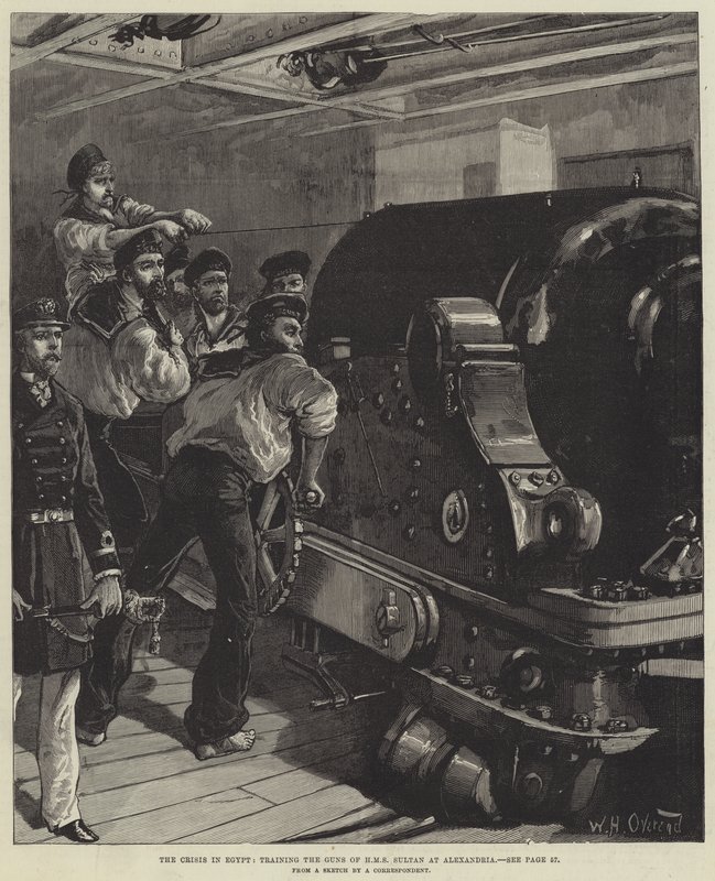 La crise en Égypte, entraînement des canons du HMS Sultan à Alexandrie - William Heysham Overend